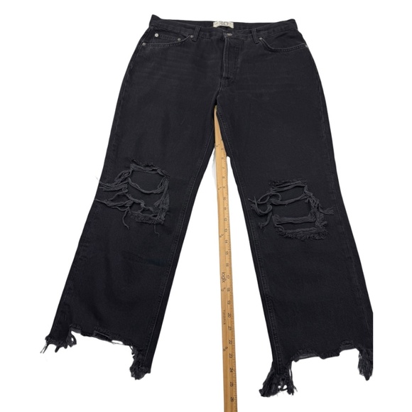 Free People Maggie Mid Rise Straight Leg Distressed Chewed Hem Jeans - Picture 11 of 12